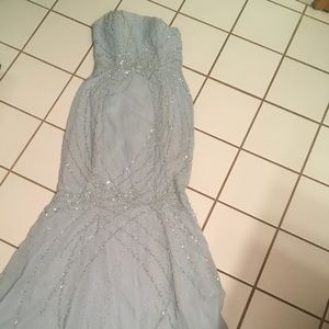 Blue beaded prom dress
